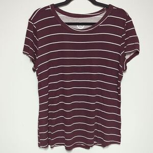 Maurices Purple and White Striped Short Sleeve Blouse